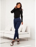 Pantaloni croptati cu fermoar la spate, bleumarin 8629 - Magazin online - Boutique